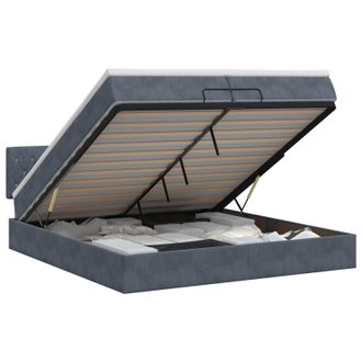 vidaXL Letto Ottomano Con Materasso Grigio Scuro 200 X 200 Cm Velluto Vidaxl