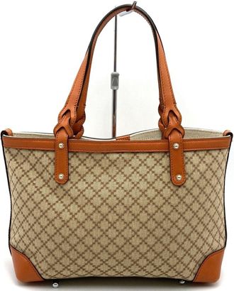 Gucci Brown Canvas Leather Tote Bag (Pre-Owned)