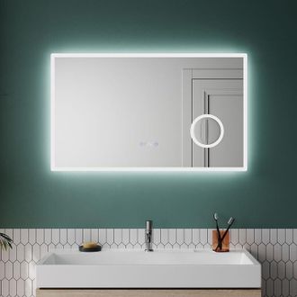 Sonni Espejo De Ba&ntilde;o Iluminado Por Led Con Lupa 3x 100 X 60 Cm Con Funci&oacute;n Antivaho Y Interruptor T&aacute;ctil Regulable Tres Colores Ip44 Ahorro De Energ&iacute;a - Son