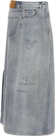 Maison Margiela Distressed Denim Maxi Rok - Dames - Spijkerrokken - Blauw - XS - Denim - Rokken