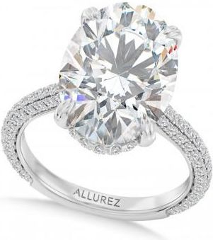 Allurez Oval Lab Diamond Engagement Ring Platinum (4.90ct)