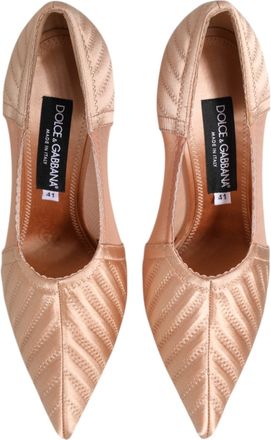 Dolce & Gabbana Womens Satin Mesh Stiletto Beige Silk Nylon Elastane