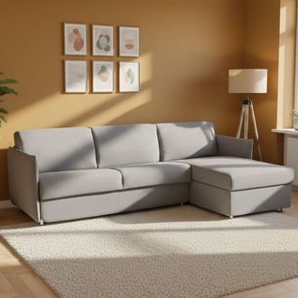 Dmora Sof&aacute; Cama Con Chaise Longue Scordia, Desenfundable, Almacenaje Made In Italy, Hidr&oacute;fugo Y Transformable, 260x160 Cm Gris
