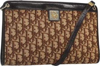 Dior Trotter Brown Canvas Shoulder Bag (Pre-Owned)