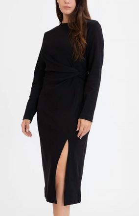 Tanya Taylor Long Sleeve Solid Cody Dress In Black