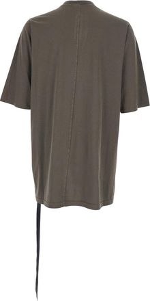 Rick Owens Mens Crew Neck T-Shirt Raised Collar Grey Cotton T-Shirts And Polos