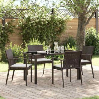 vidaXL Conjunto De Comedor De Jard&iacute;n 5 Pcs Marr&oacute;n Polirat&aacute;n Vidaxl