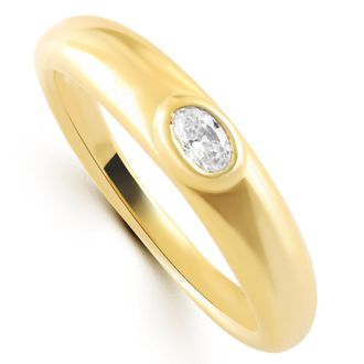 Pompeii3 Oval Diamond 14k Yellow Gold Stackable Dome Polished Band Bezel Ring Lab Grown