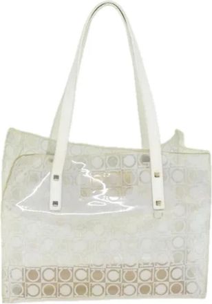 Ferragamo Pre-owned Tote Bags, female, White, Size: ONE SIZE Pre-owned Vinyl Tote Bag