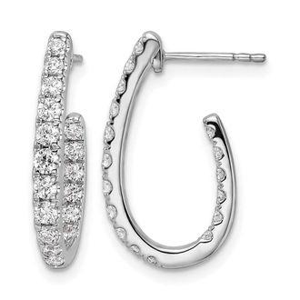Diamond2Deal 14K White Gold 1 ct Lab Grown Diamond In and Out J- Hoop Earrings VS Clarity, G-H Color