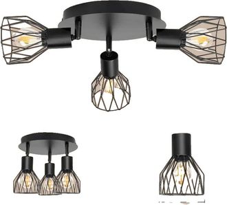 OEM L&aacute;mpara De Ara&ntilde;a De Tres Brazos Con Luces De Jaula De Alambre Ajustables, Casquillo E14, Estilo Moderno