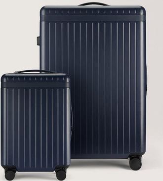 Carl Friedrik Large Check-in and Carry-on Luggage Set - Hard Case Lightweight Polycarbonate - Navy Blue