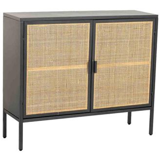 Wanderlust Deco Aparador de metal y madera 2 puertas 100x32x85h cm - negro