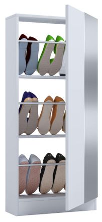 ebuy24 Ebuy24 - Gabinete De Zapatos De Madera Vcm Dimensiones: Al. 112 X An. 50 X P. 17 Cm 1 Puerta Giratoria Espejo Pr&aacute;ctico - Espejo Fulisa L (blanco)
