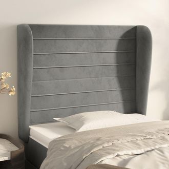 vidaXL Cabecero Con Orejas De Terciopelo Gris Claro 103x23x118/128 Cm Vidaxl