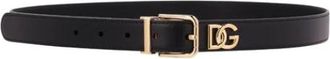 Dolce & Gabbana Stijlvolle leren riem met plaat - Dames - Riemen - Zwart - 80 CM - Accessoires