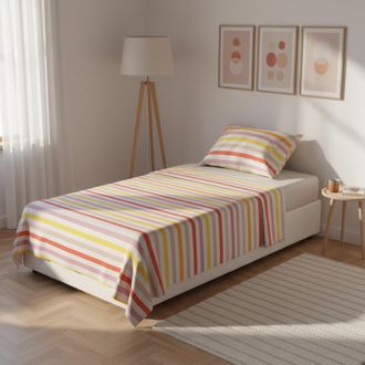 KASANOVA Completo letto 1 piazza poli stampa righe rosa