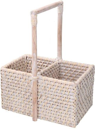 Vacchetti Vacchetti - Portabotellas rattan algarve blanco rectangular 2 plazas cm24,5x14,5h13/31