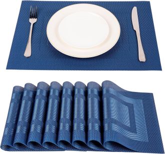 OEM Juego De Mesa De 8 Piezas En Vinilo Duradero Y Resistente Al Calor, Tablero Lavable De 45 Cm X 30 Cm, Color Azul Oscuro