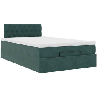 vidaXL Cama Otomana Con Colch&oacute;n 120x190 Cm Terciopelo Verde Oscuro Vidaxl