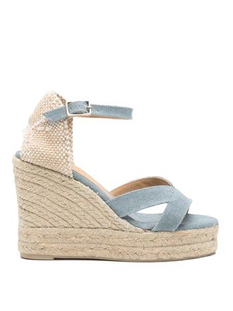 Castaner Bruna Light Blue Wedge Sandals In Jute