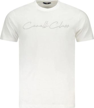 Cavalli Witte Katoenen Heren T-Shirt - Heren - T-shirts - Wit - 2XL - Katoen - Tops