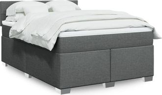 vidaXL Cama Box Spring Con Colch&oacute;n Tela Gris Oscuro 140x200 Cm Vidaxl