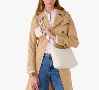 Kate Spade New York Womens Emma Large Crossbody Bag in White | Pebble Leather