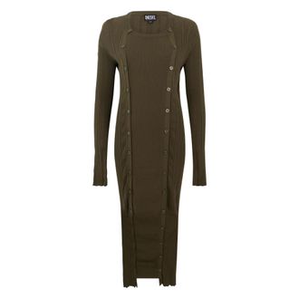 Diesel Knitted Dresses, female, Green, Size: XS Midi Knit Dress