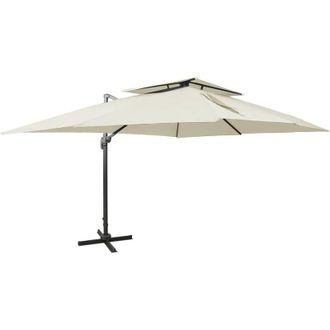 vidaXL Sombrilla Jard&iacute;n Voladiza Con Cubierta Doble Arena 400x300 Cm Vidaxl