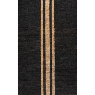 Jonathan Y Designs Olivier Rustic Beach House Wide Ticking Stripe Jute Area Rug in Black/natural at Nordstrom, Size 8Ft 0In X 10Ft 0In