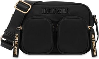 Love Moschino Zwarte Zwarte Crossbodytas van Stof - Dames - Schoudertassen - Zwart - ONE Size - Polyester - Tassen