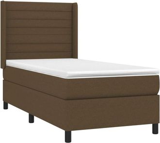 vidaXL Vidaxl - Cama Box Spring Colch&oacute;n Y Luces Led Tela Marr&oacute;n Oscuro 90x190cm