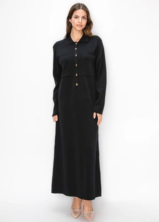 YAL New York Long Black Shirt Dress in Knit