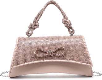 Generic Womens Diamante Evening Clutch Bag with Bow Detail - Sparkly Top Handle Party Handbag with Detachable Chain - Elegant Rhinestone Purse for Wedding, Pr