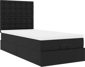 vidaXL Cama Otomana Colch&oacute;n Cuero Sint&eacute;tico Negra 80x200cm Vidaxl