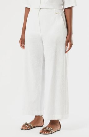 Marina Rinaldi Vonirica Belted Linen & Cotton Wide Leg Pants in Optical White at Nordstrom, Size 22W
