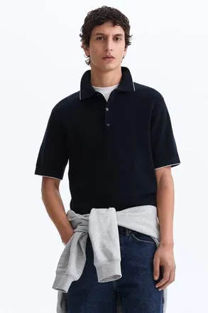 H&M Slim Fit Polo Shirt in Dark Blue at Nordstrom, Size Xx-Large