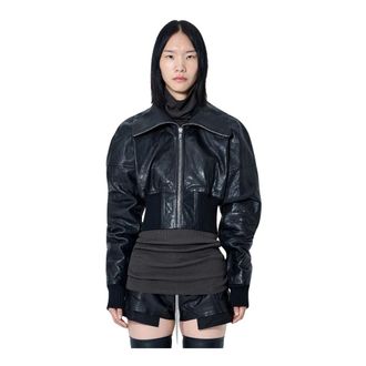 Rick Owens Dracuflight Leren Jack - Dames - Leren en Su&egrave;de Jassen - Zwart - XS - Leer - Jassen