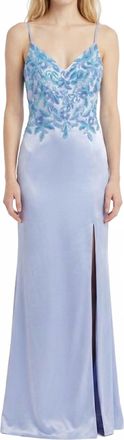 Faviana Classy V Neck Prom Dress In Sheer Periwinkle