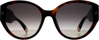 Furla Cat Eye Womens Shiny Dark Havana Smoke Grey Gradient SFU784 - Brown - One Size