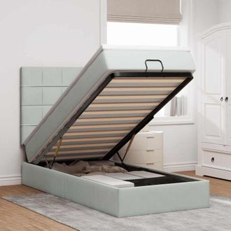 vidaXL Estructura Cama Otomana Colchones Gris Claro 90x190cm Vidaxl