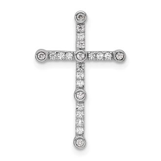 Diamond2Deal 14K White Gold Lab Grown Diamond Cross Chain Slide Pendant (0.2ct, VS, G-H)