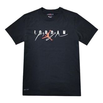Air Jordan Mens Air Jordan Alphabet Printing Round Neck Short Sleeve Black T-Shirt CI0053-011