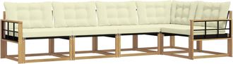 vidaXL Conjunto De Sof&aacute;s De Exterior 5 Uds. Blanco Y Crema Vidaxl