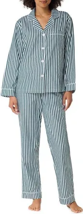 Bedhead Pajamas Print Cotton Sateen Pajamas in 3D Stripe Green at Nordstrom, Size X-Small
