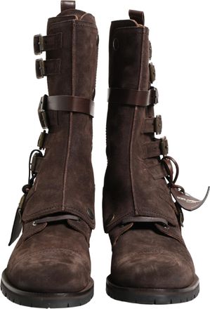 Dolce & Gabbana Brown Suede Leather Combat Ankle Boots Mens Shoes