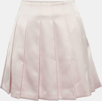 Self Portrait Pink Satin Pleated Mini Skirt
