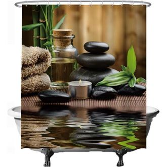 OEM Cortina De Ducha Ccykxaa De 180 X 180 Cm, Color Verde, Para Meditaci&oacute;n, Color &Oacute;xido Natural, Lavable Y Resistente Al Moho