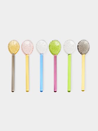 Yali Glass Classic Hand-Blown Murano Glass Gelato Spoons (Set of 6)
